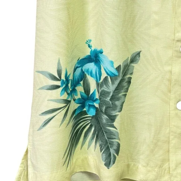 Havana Jack’s Café Hawaiian Camp Shirt Yellow Blue Floral Rayon XL - Picture 4 of 7